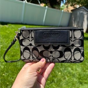 Coach | Y2K Signature Jacquard Monogram Wristlet black and gray